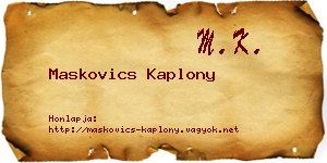 Maskovics Kaplony névjegykártya